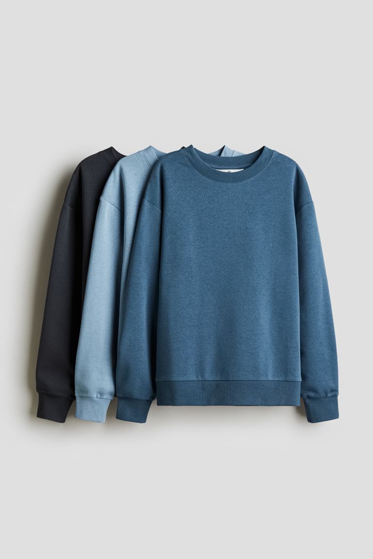 Men’s Sweatshirts Pack of 3 – Casual Multicolor Crew Neck Pullovers