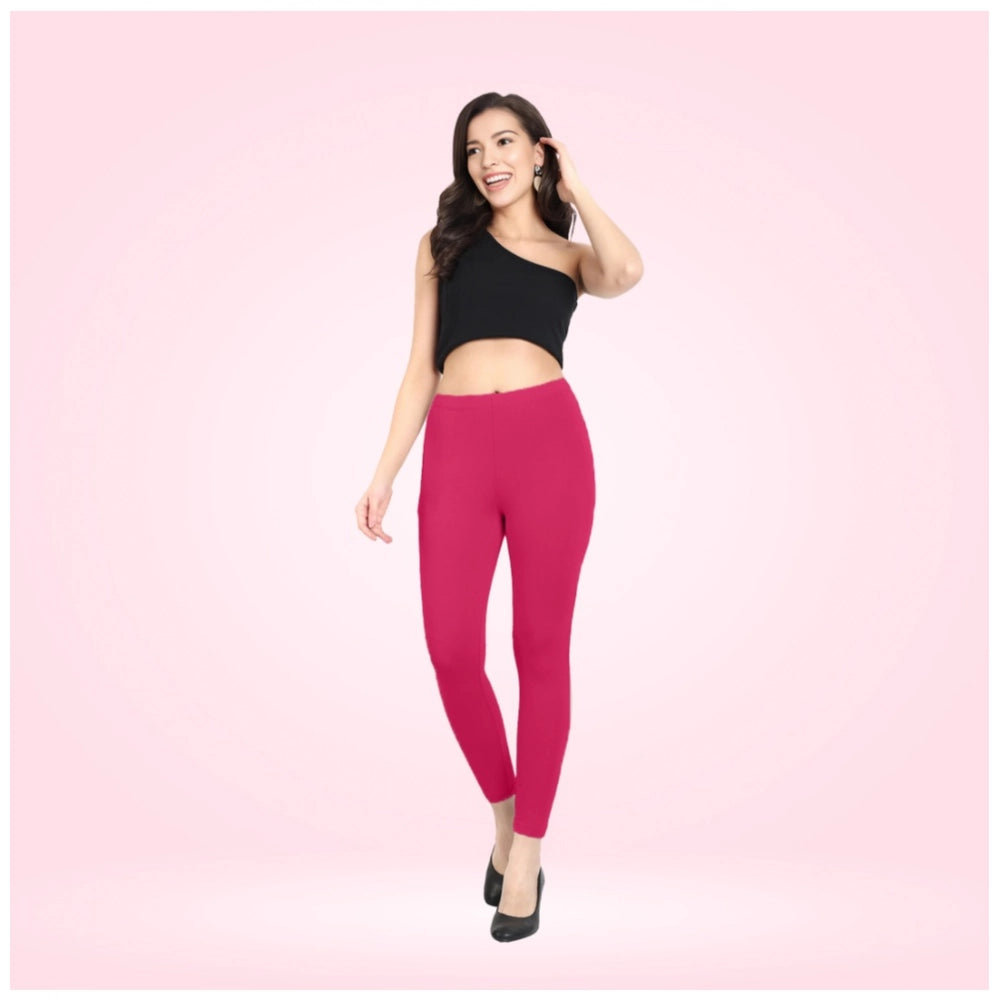Rani Cotton Blended Ankle Leggings for Women - Solid Pattern Comfortable Bottom Wear