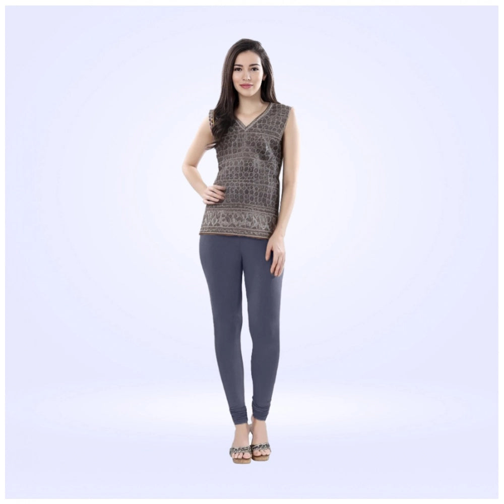 Navy Cotton Blended Churidar Leggings for Women - Solid Pattern Comfortable Bottom Wear