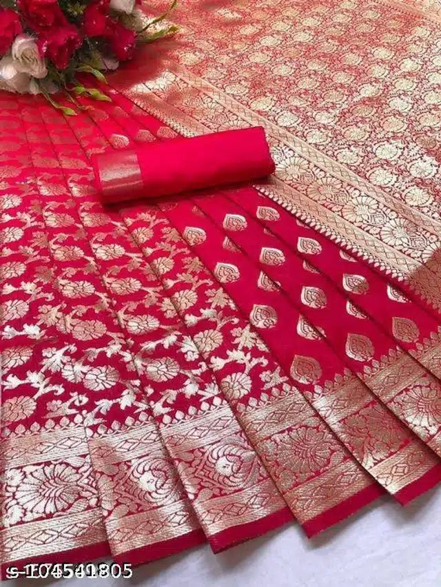 Banarasi Silk Saree with Blouse for Women – Traditional Wedding Saree (6.3m)