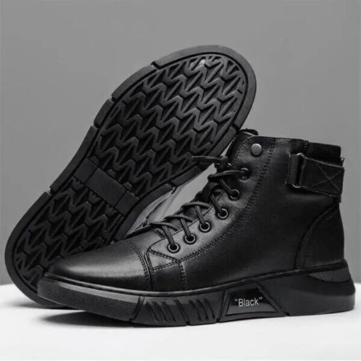 Men’s Black Casual Boots – Stylish Canvas Outdoor Ankle Boots with PVC Sole (Size 6)