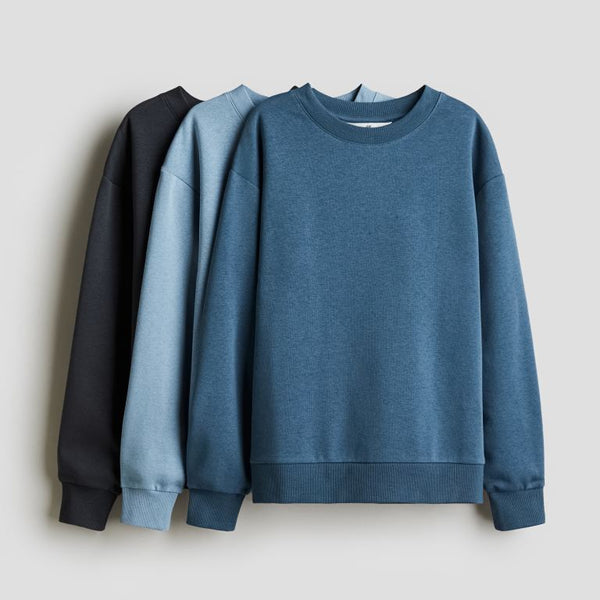 Men’s Sweatshirts Pack of 3 – Casual Multicolor Crew Neck Pullovers
