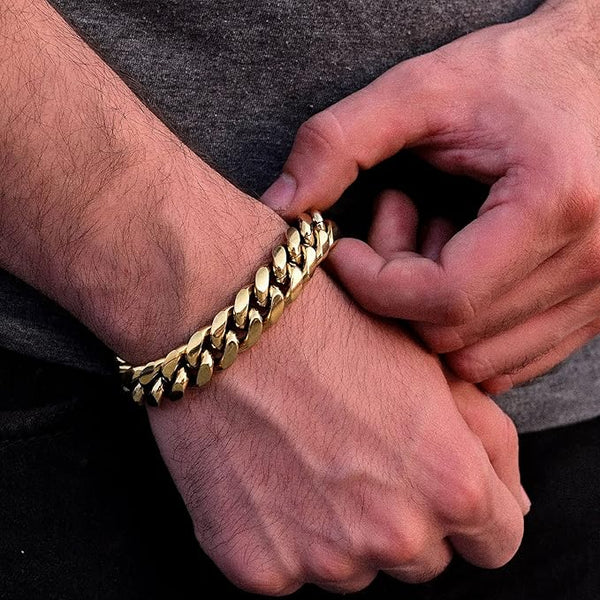 Cuban Link Chain Bracelet – 24k Real Gold Plated Men’s Luxury Jewelry