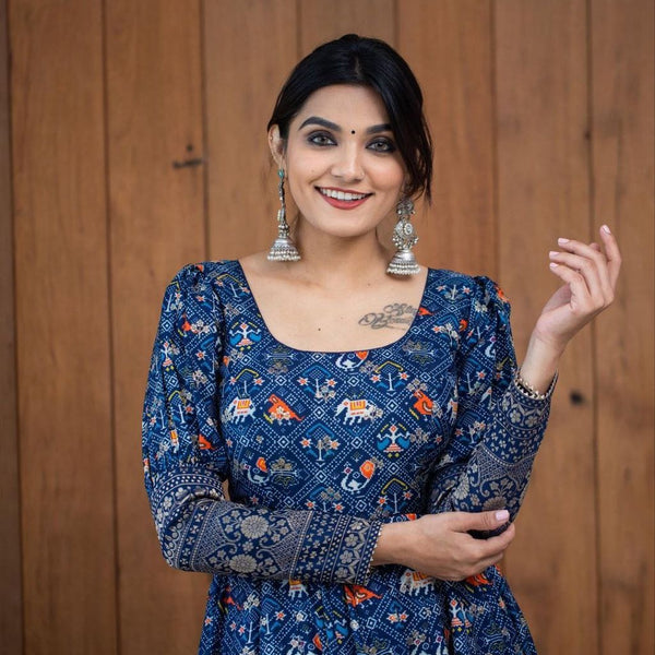 Women’s Printed Georgette Gown – Stylish Party, Wedding & Festival Wear