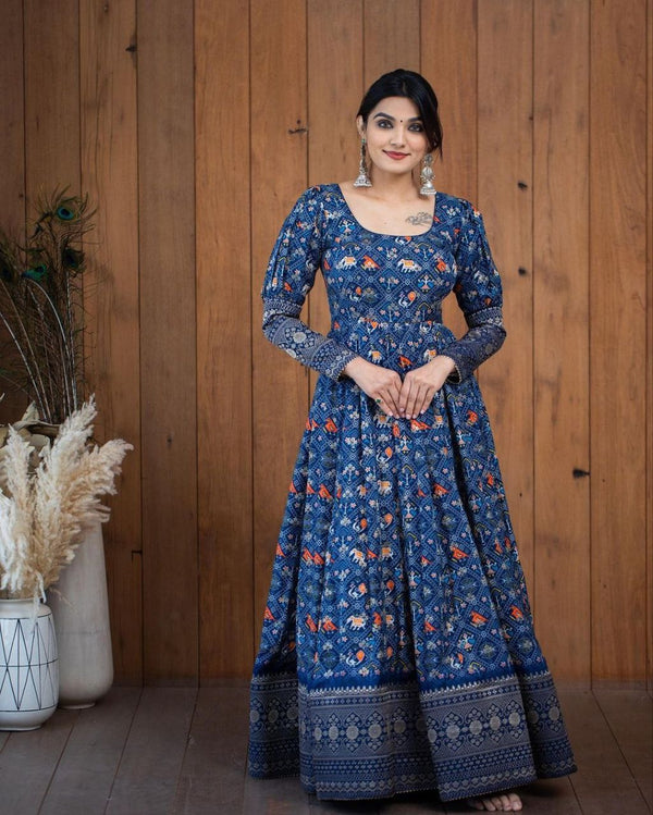 Women’s Printed Georgette Gown – Stylish Party, Wedding & Festival Wear