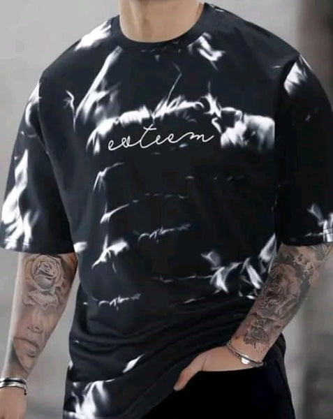 Unisex Oversized Printed T-Shirt – White & Black Streetwear Casual Tee
