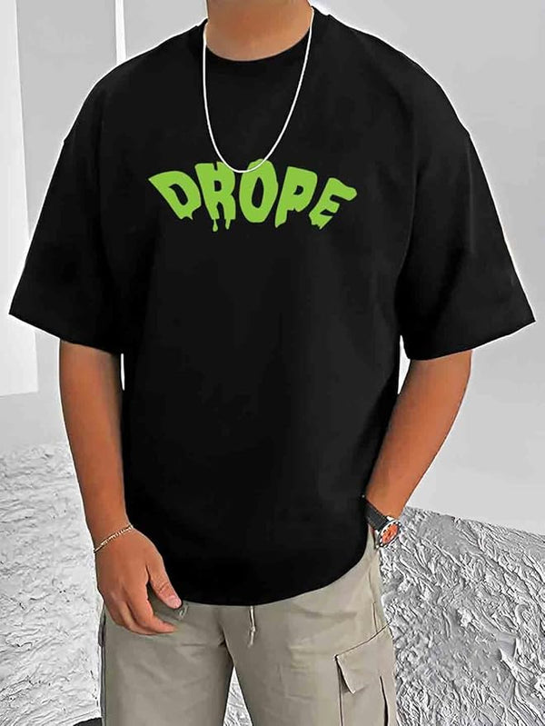 Unisex Oversized Black Graphic T-Shirt – Streetwear Printed Half Sleeve Tee