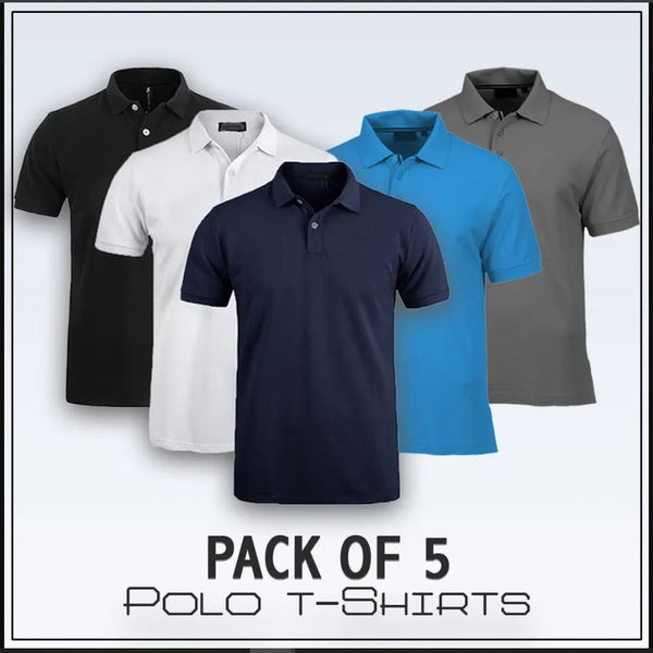 Men’s Polo T-Shirts – Pack of 5 Premium Cotton Blend Polos (Multicolor, Vason)
