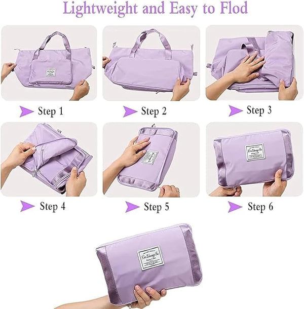 Expandable Folding Travel Bag for Women – Waterproof Lightweight Carry-On Luggage Tote