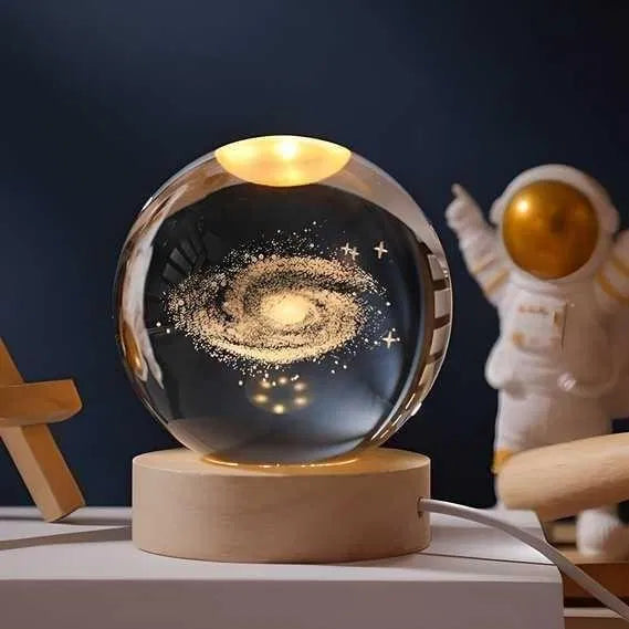 3D Crystal Galaxy Lamp Ball with LED Light Base – Night Light & Home Decor