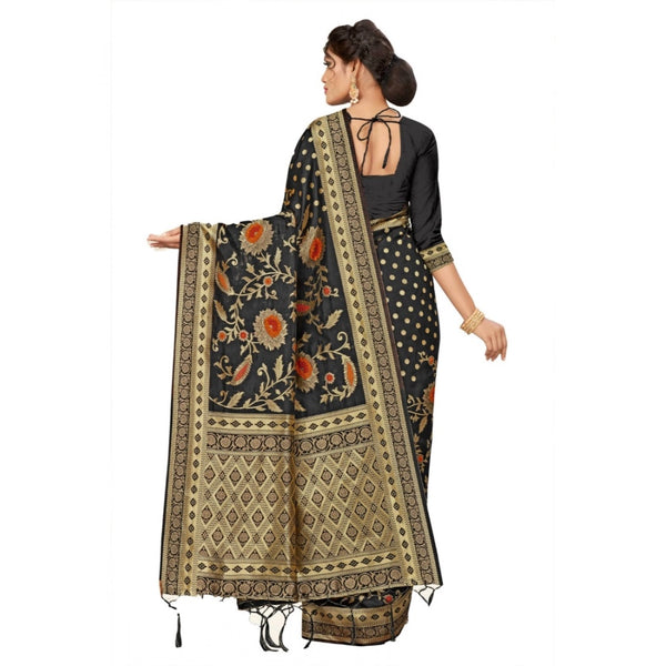 Black Banarasi Silk Saree with Heavy Designer Pallu - Traditional Wedding Saree (5.5m + 0.8m Blouse)