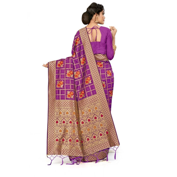 Purple Banarasi Silk Saree with Heavy Designer Pallu - Traditional Wedding Saree (5.5m + 0.8m Blouse)