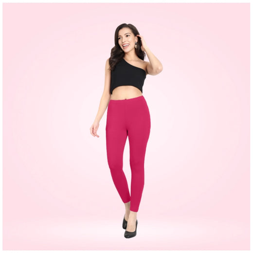 Rani Cotton Blended Ankle Leggings for Women - Solid Pattern Comfortable Bottom Wear