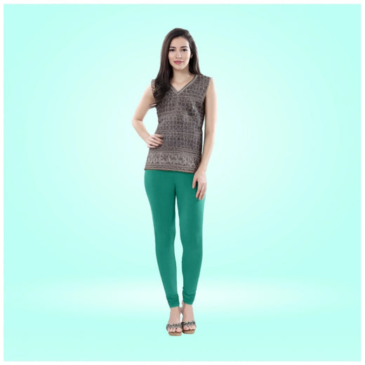 Rama Green Cotton Blended Churidar Leggings for Women - Solid Pattern Comfortable Bottom Wear