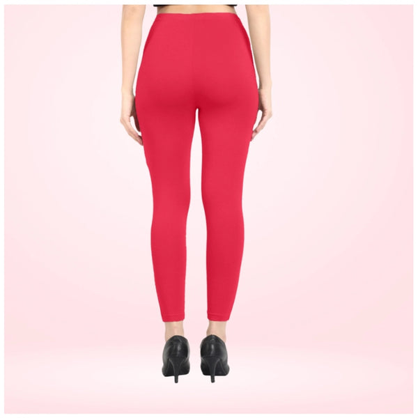 Pink Cotton Blended Ankle Leggings for Women - Solid Pattern Comfortable Bottom Wear