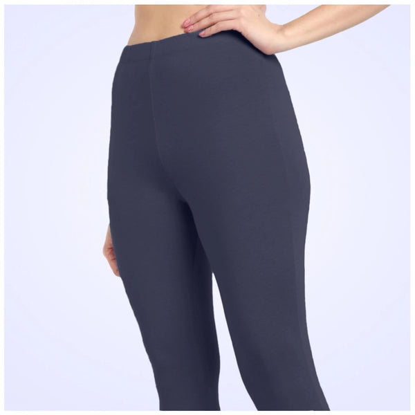 Navy Cotton Blended Ankle Leggings for Women - Solid Pattern Comfortable Bottom Wear