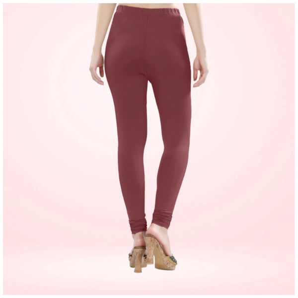 Maroon Cotton Blended Churidar Leggings for Women - Solid Pattern Comfortable Bottom Wear