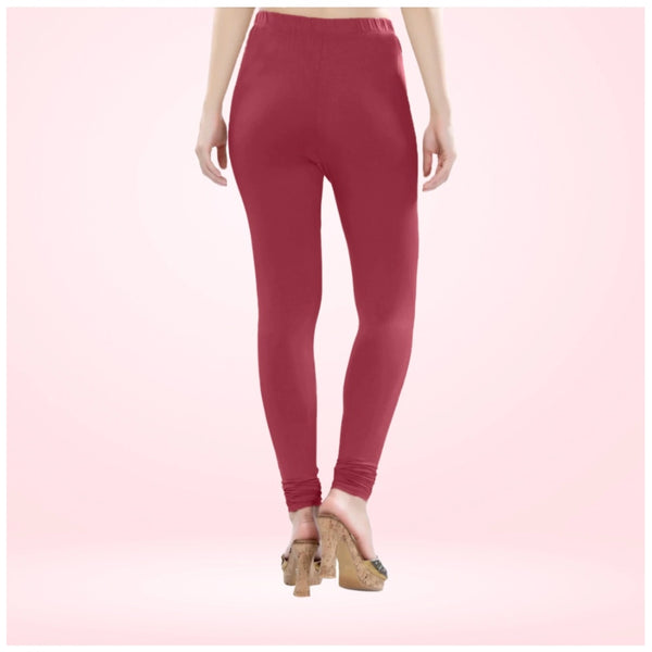 Generic Women's Cotton Blended Solid Churidar leggings (Red Maroon)