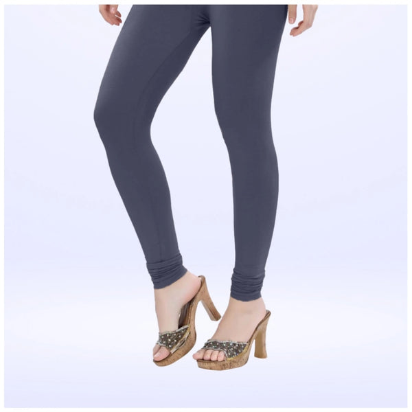 Navy Cotton Blended Churidar Leggings for Women - Solid Pattern Comfortable Bottom Wear