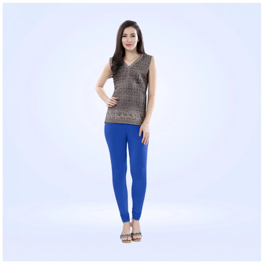 Royal Blue Cotton Blended Churidar Leggings for Women - Solid Pattern Comfortable Bottom Wear
