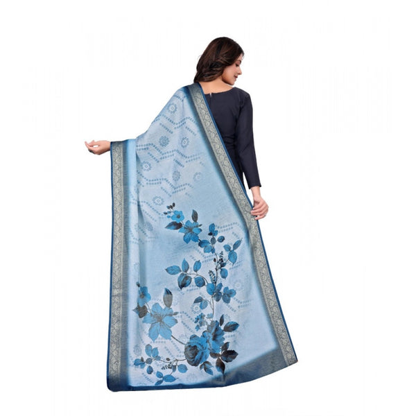 Blue Chanderi Silk Printed Dupatta for Women - Traditional Ethnic Wear (2 Meters)