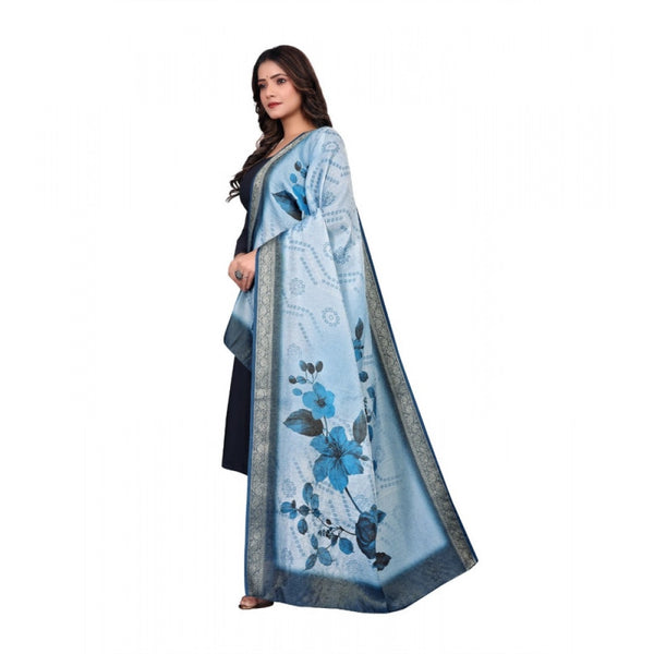Blue Chanderi Silk Printed Dupatta for Women - Traditional Ethnic Wear (2 Meters)