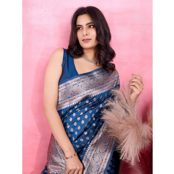Generic Women's Banarasi Silk Printed Saree With Unstitched Blouse 5.5Mtr (Pinch)