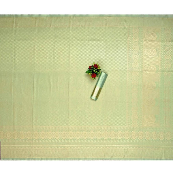 Pista Green Soft Litchi Silk Saree with Jacquard Work - Fresh Traditional Saree with Unstitched Blouse