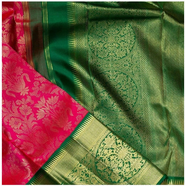 Red Soft Litchi Silk Saree with Jacquard Work - Traditional Wedding Saree with Unstitched Blouse