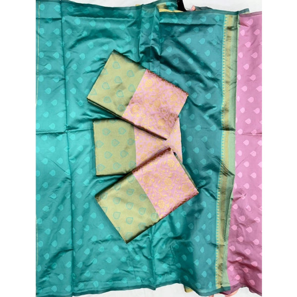 Light Pink Soft Litchi Silk Saree with Jacquard Work - Romantic Traditional Saree with Unstitched Blouse