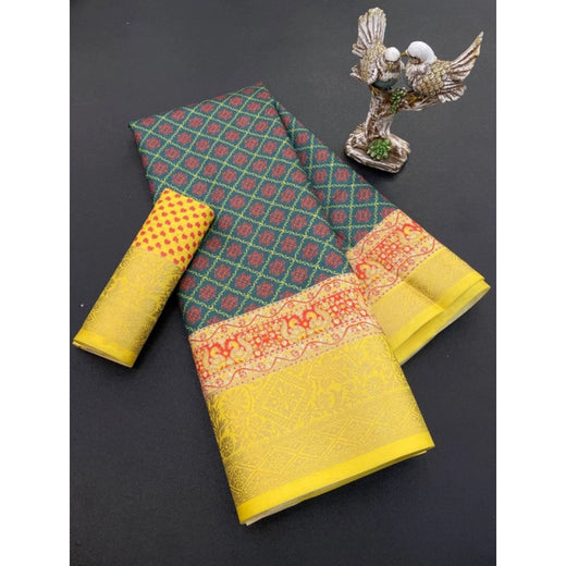 Multicolor Soft Dola Cotton Printed Saree - Comfortable Daily Wear Saree with Unstitched Blouse