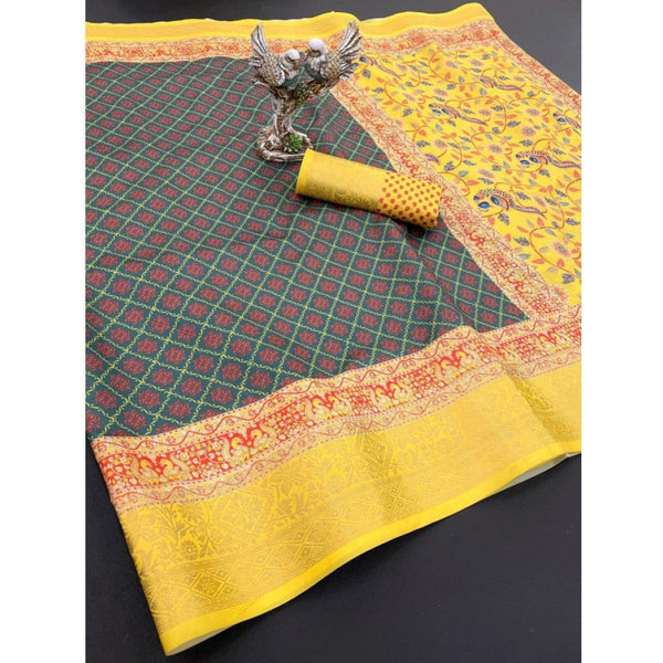 Multicolor Soft Dola Cotton Printed Saree - Comfortable Daily Wear Saree with Unstitched Blouse