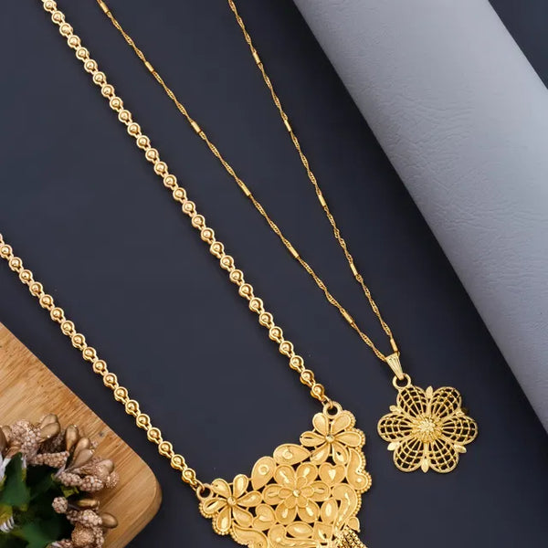 Mangalsutra Ki Mala Design With Moti Chen Ladi Lomg and short Combo Set [ BUY 1 GET 1 FREE ]