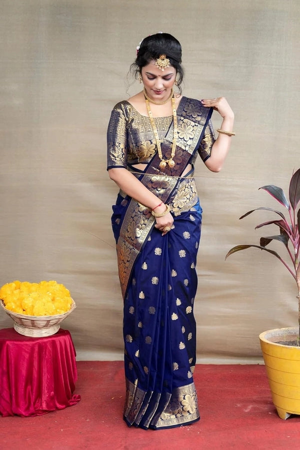 Banarasi Silk Embellished Saree for Women – Sea Green, 6.3m with Blouse Piece