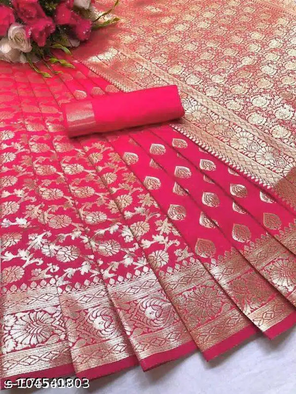 Banarasi Silk Saree with Blouse for Women – Traditional Wedding Saree (6.3m)