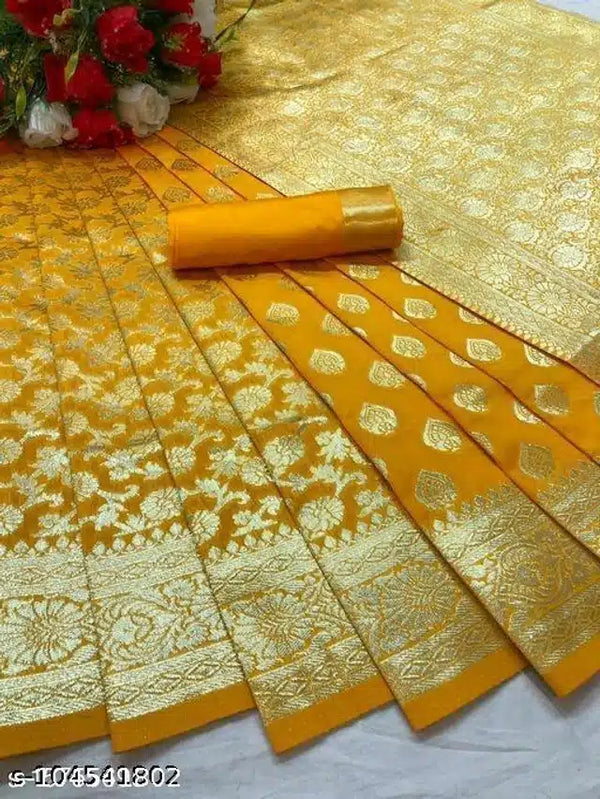 Banarasi Silk Saree with Blouse for Women – Traditional Wedding Saree (6.3m)