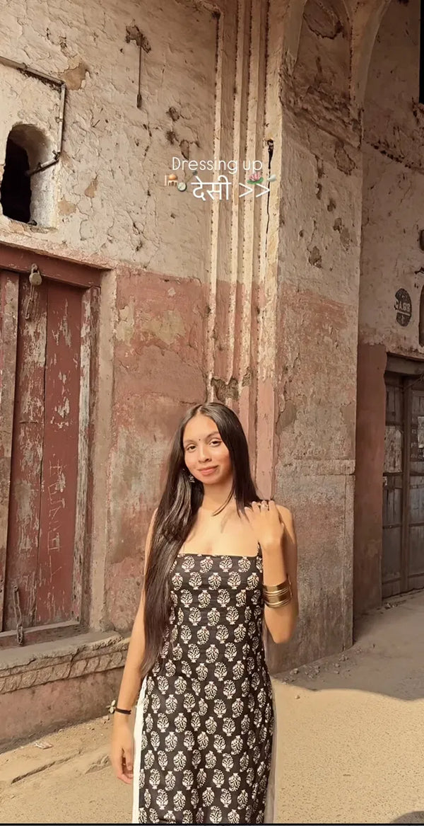 Women’s Printed Straight Sleeveless Kurta – Stylish Cotton Ethnic Wear