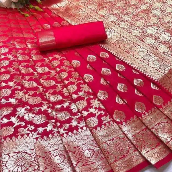 Banarasi Silk Saree with Blouse for Women – Traditional Wedding Saree (6.3m)