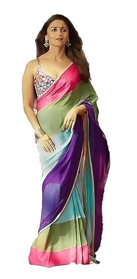 Georgette Printed Saree for Women – Multicolor with Blouse (6.3m)