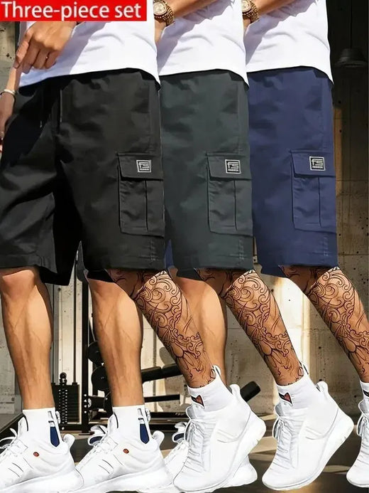 Men’s Cotton Cargo Shorts – Pack of 3 Comfortable Multicolor Casual Wear