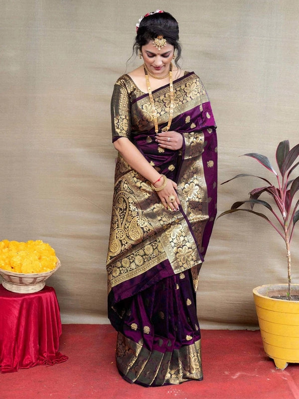 Banarasi Silk Embellished Saree for Women – Sea Green, 6.3m with Blouse Piece