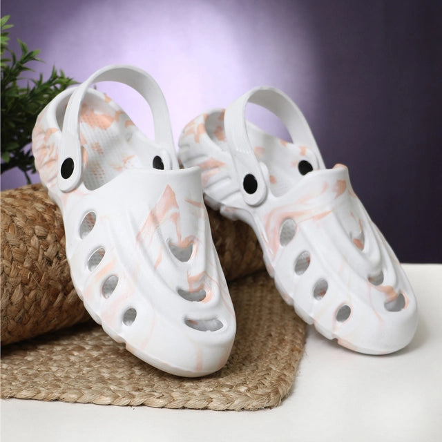 Men’s Peach & White Clogs – Lightweight Breathable Slip-On Footwear with Strap