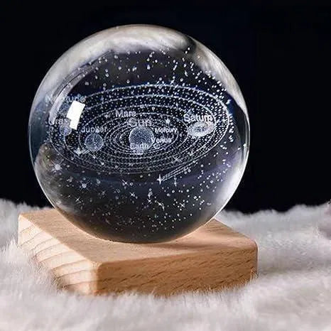 3D Crystal Galaxy Lamp Ball with LED Light Base – Night Light & Home Decor