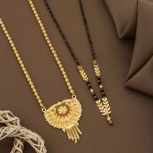 Gold Plated Long Moti Mala Mangalsutra with Short Mangalsutra Combo Set (30” & 24”)